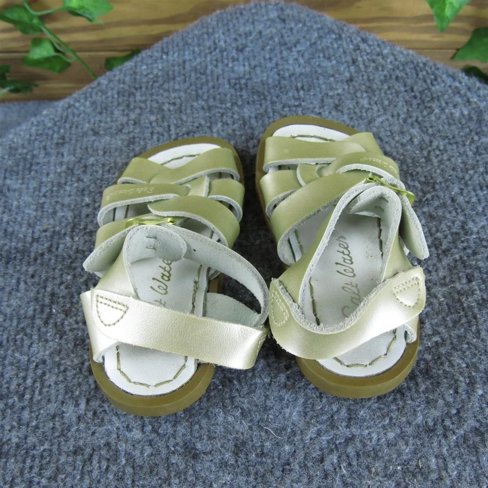 Salt Water Girls Gladiator Size T‎ 5 Medium Shoes Gold Leather Buckle